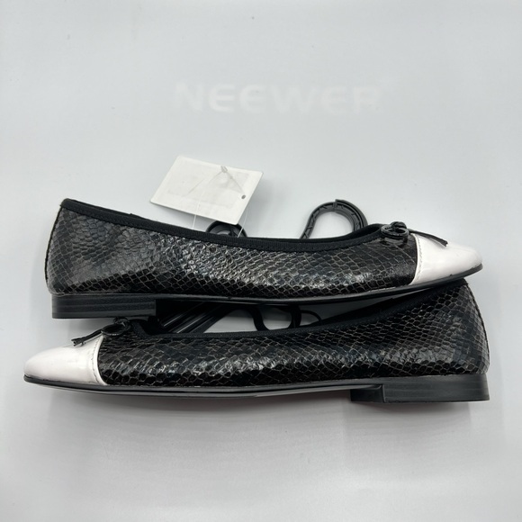 H&M Sz 39/US 8 White Black Faux Snakeskin Ballet Flats NWT - Picture 6 of 11